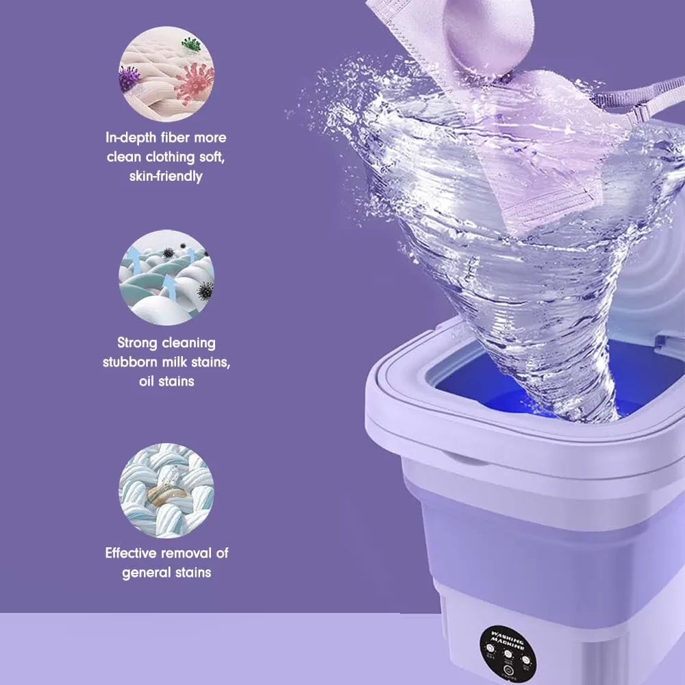 Mini Portable Washing Machine – Foldable Washing Machine with Dryer – Baby Clothes Washer – Compact Washer for Kids Clothes - Small Washing Machine with Dryer Function – Electric Laundry Bucket Washer for Home & Outdoor