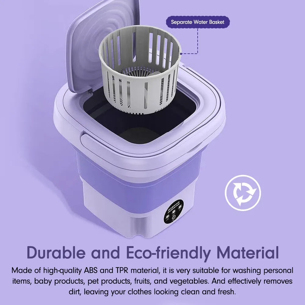 Mini Portable Washing Machine – Foldable Washing Machine with Dryer – Baby Clothes Washer – Compact Washer for Kids Clothes - Small Washing Machine with Dryer Function – Electric Laundry Bucket Washer for Home & Outdoor