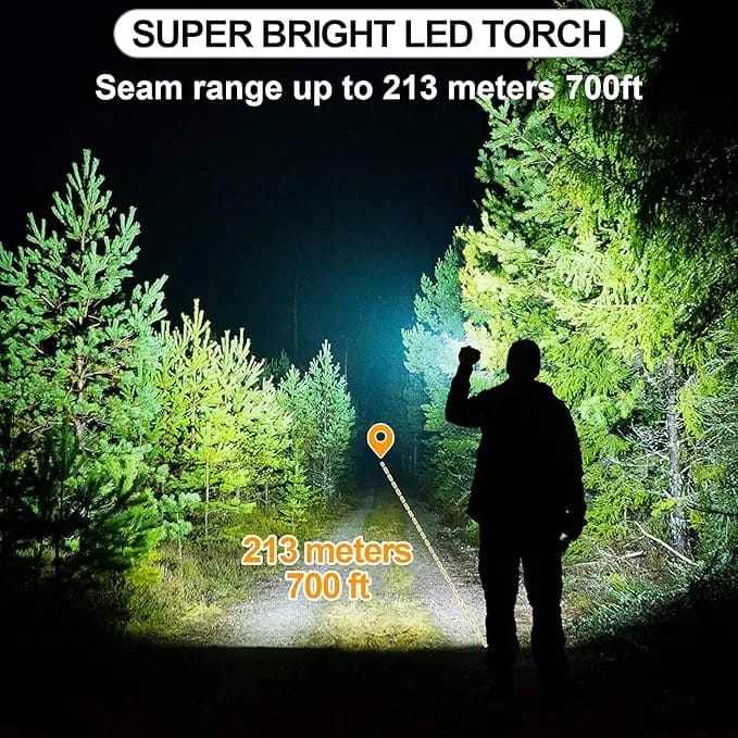Multifunction 8 in 1 Portable LED Flashlight Rechargeable LED Torch & Emergency Tool With Window Breaker Hammer | Flashlight Household Rechargeable Ultra Strong Outdoor Bright LED Flashlight